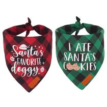 Bandanas de Natal para cães PTDECOR, grande, vermelho, verde, xadrez, pacote com 2 Bandanas de Natal para cães PTDECOR, grande, vermelho, verde, xadrez, pacote com 2