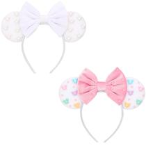 Bandanas DRESHOW Mouse Ears Glitter Faixas de cabelo para mulheres x2