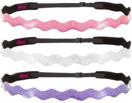 Bandanas Hipsy NO SLIP Wave Glitter para mulheres, pacote com 3 roxas/prateadas/rosa
