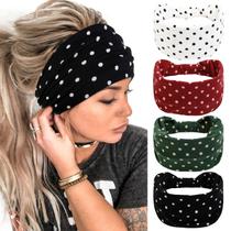 Bandanas Huachi Polka Dot para mulheres, faixas de cabelo largas, pacote com 4