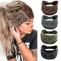Bandanas Huachi Thick Boho Floral Turbante para mulheres x4 Bandanas Huachi Thick Boho Floral Turbante para mulheres x4