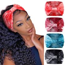 Bandanas Huachi Tie Dye para mulheres, pacote com 4 unidades, estilo boho Bandanas Huachi Tie Dye para mulheres, pacote com 4 unidades, estilo boho
