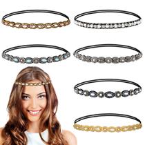 Bandanas Jutom, strass, elástico com miçangas para mulheres, 6 peças