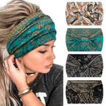 Bandanas largas Huachi Non Slip Fashion Paisley Print, pacote com 4