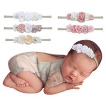 Bandanas para bebês EUBUY, conjunto de 5 flores de nylon macio para meninas Bandanas para bebês EUBUY, conjunto de 5 flores de nylon macio para meninas