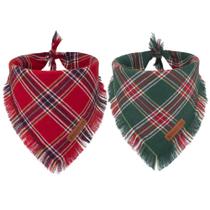 Bandanas para cães ADOGGYGO Xadrez, borlas de Natal, tamanho pequeno Bandanas para cães ADOGGYGO Xadrez, borlas de Natal, tamanho pequeno