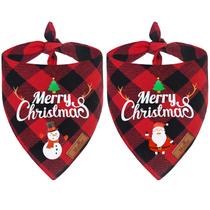 Bandanas para cães Malier Christmas Classic Buffalo Plaid, pacote com 2
