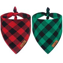 Bandanas para cães Malier Classic Buffalo Red Plaid Christmas, pacote com 2
