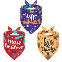 Bandanas para cães PAWCHIE, pacote com 3, ajustáveis para férias de Natal