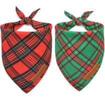 Bandanas para cães Realeaf Xmas Plaid, pacote com 2 unidades, GG