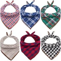 Bandanas para cães Remifa, 6 peças, xadrez reversíveis, ajustáveis, 45x40cm