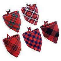 Bandanas para cães Savier, 5 peças de algodão xadrez ajustáveis, 17 cm Bandanas para cães Savier, 5 peças de algodão xadrez ajustáveis, 17 cm