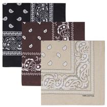 Bandanas Raylarnia 56 cm Algodão Estampa Paisley Kit com 3 Bandanas Raylarnia 56 cm Algodão Estampa Paisley Kit com 3