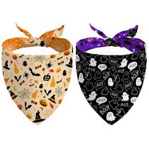 Bandanas reversíveis para cães de Halloween, pacote com 2 unidades pequenas, laranja/pretas Bandanas reversíveis para cães de Halloween, pacote com 2 unidades pequenas, laranja/pretas