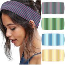 Bandanas SENMAY listradas para cabelos femininos, 4 peças de largura, antiderrapantes Bandanas SENMAY listradas para cabelos femininos, 4 peças de largura, antiderrapantes