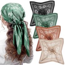 Bandanas Syhood 4 Unidades 70x70 cm Lenços de Cetim com Estampa Paisley Bandanas Syhood 4 Unidades 70x70 cm Lenços de Cetim com Estampa Paisley