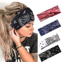 Bandanas Urieo Boho Stretch Paisley Print para mulheres (pacote com 4) Bandanas Urieo Boho Stretch Paisley Print para mulheres (pacote com 4)