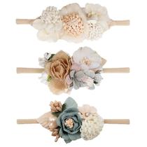 Bandanas VOBOBE Baby Girl Nylon Flower Hair Band, pacote com 3 Bandanas VOBOBE Baby Girl Nylon Flower Hair Band, pacote com 3