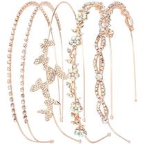 Bandanas Wecoe AB Rhinestone Rose Gold Metal, pacote com 4 Bandanas Wecoe AB Rhinestone Rose Gold Metal, pacote com 4