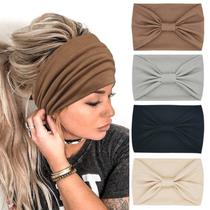 Bandanas YONUF Wide Boho para mulheres, pacote com 4, envoltório de cabeça moderno