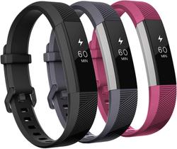 Bandas compatíveis com Fitbit Alta e Fitbit Alta HR, pacote com 3 pulseiras de silicone macio para Fitbit Alta HR Bandas com fivela de metal segura para homens e mulheres, grandes