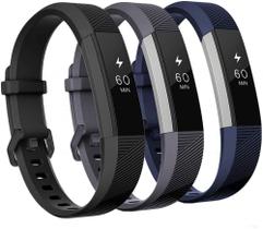 Bandas compatíveis com Fitbit Alta e Fitbit Alta HR, pacote com 3 pulseiras de silicone macio para Fitbit Alta HR Bandas com fivela de metal segura para homens e mulheres, pequenas