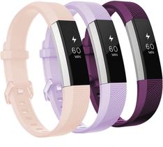 Bandas compatíveis com Fitbit Alta e Fitbit Alta HR, pacote com 3 pulseiras de silicone macio para Fitbit Alta HR Bandas com fivela de metal segura para homens e mulheres, pequenas