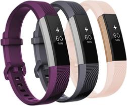 Bandas compatíveis com Fitbit Alta e Fitbit Alta HR, pacote com 3 pulseiras de silicone macio para Fitbit Alta HR Bandas com fivela de metal segura para homens e mulheres, pequenas