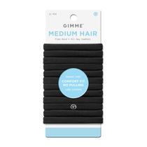 Bandas de cabelo GIMME Medium Hold No-Crease Black, pacote com 12