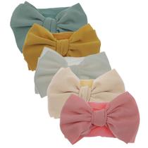 Bandas de cabelo para bebês KIDOCHEESE, pacote com 5 laços de nylon macios ajustáveis