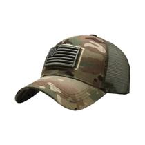 Bandeira americana camuflagem adesivo bordado Baseball Cap Net Hat Men Outdoor tiras autocolantes Cap
