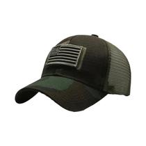 Bandeira americana camuflagem adesivo bordado Baseball Cap Net Hat Men Outdoor tiras autocolantes Cap