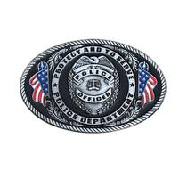 Bandeira americana e distintivo da polícia com fivela de cinto