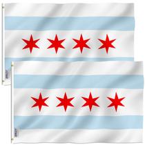 Bandeira Anley City of Chicago 90x150cm, poliéster, pacote com 2 Bandeira Anley City of Chicago 90x150cm, poliéster, pacote com 2