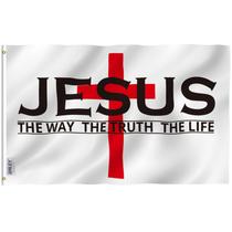 Bandeira Anley Fly Breeze Jesus - O Caminho, a Verdade e a Vida (90x15cm)