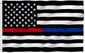 Bandeira Anley Thin Blue Line e Red Line USA 90x150cm Poliéster