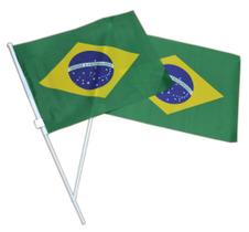Bandeira Brasil com Haste Para Mão 30 x20 cm - Kit 2 peças