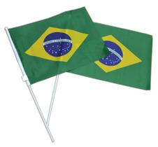 Bandeira Brasil com Haste Para Mão - Kit 2 peças