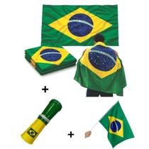 Bandeira Brasil + Corneta G + Bandeira de mão KIT COMPLETO Bandeira Brasil + Corneta G + Bandeira de mão KIT COMPLETO
