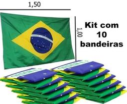 Bandeira Brasil Grande Kit Com 10 - 1,50x 1,00 Copa Futebol