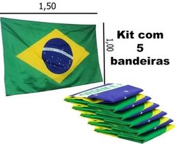 Bandeira Brasil Grande Kit Com 5 - 1,50x 1,00 Copa Do Mundo Time Futebol Esporte