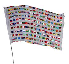 Bandeira Com Todos Os Países Do Mundo 1,50M X 1,0M Em Tecido - Prime Decor