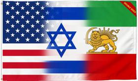 Bandeira CVALTIVF Heavy Duty Dupla Face Antigo Irã EUA Israel 3 x 5 pés