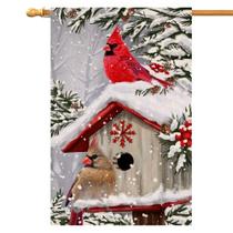 Bandeira da casa BLKWHT Winter Cardinal Bird 70x100cm Serapilheira