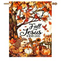 Bandeira da casa: vitrais, outono, outono para Jesus, 70x100cm