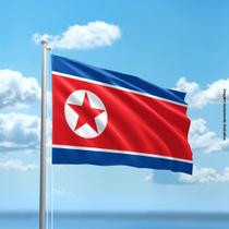 Bandeira da Coréia do Norte 80cmx140cm Tecido Oxford 100% Poliéster - PRESENTE-BRINDE