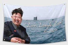 Bandeira Daoops Kim Jong Un Live, Laugh, Love 90x150cm poliéster Bandeira Daoops Kim Jong Un Live, Laugh, Love 90x150cm poliéster