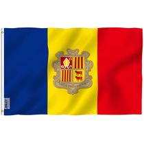 Bandeira de Andorra 90x150cm - Cabeçalho de Lona de Poliéster Anley