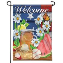 Bandeira de jardim Anley American Summer Welcome 45x32cm Poliéster Bandeira de jardim Anley American Summer Welcome 45x32cm Poliéster