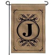 Bandeira de jardim Anley Classic Monogram Letter J 45x32cm Poliéster